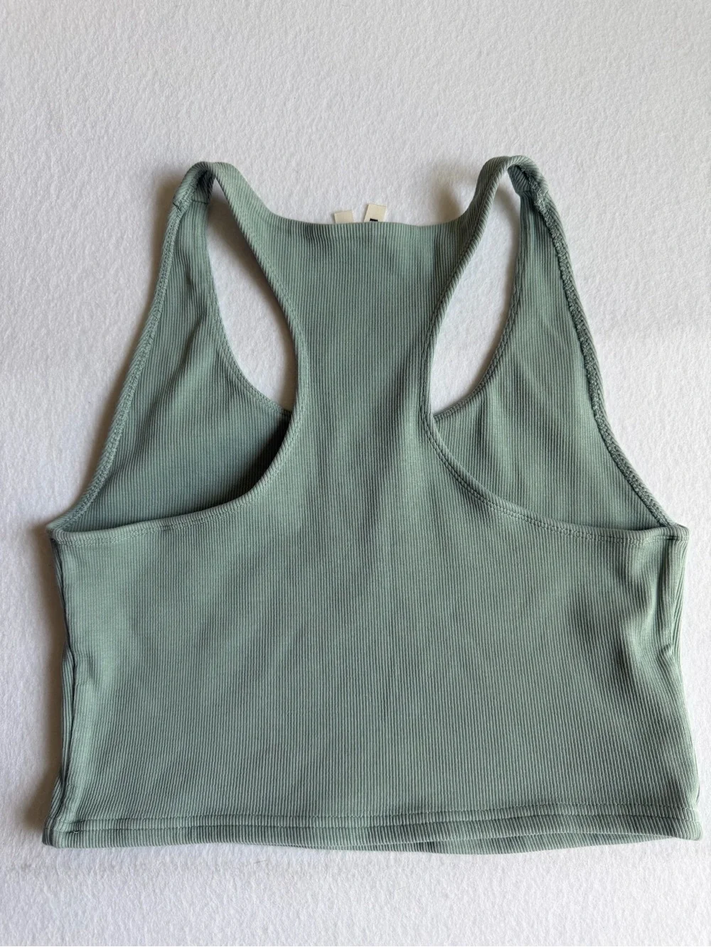 Pact Organic Cotton Ribbed Racerback Sports Bra, Cropped Top, Sage Green, XL - Picture 6 of 7